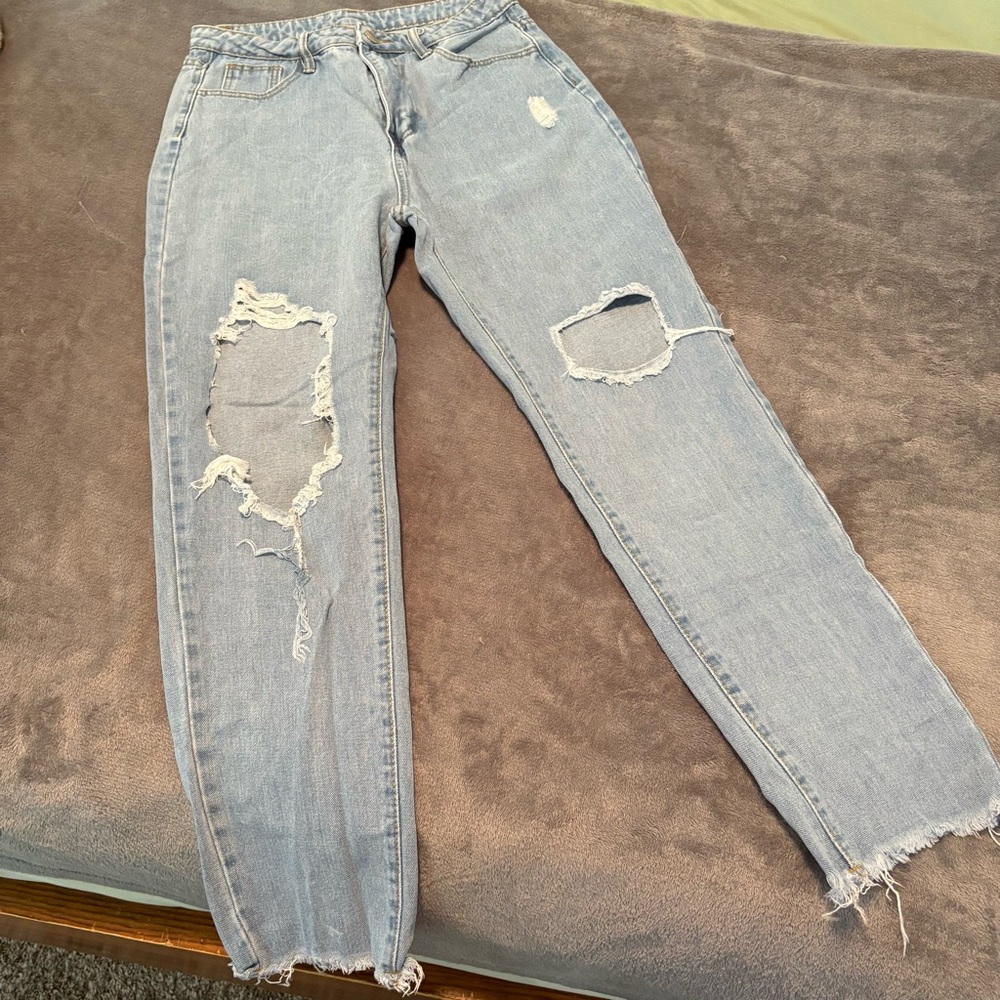 SHEIN Distressed Light Blue Women's Jeans